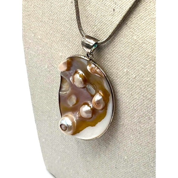 Vintage Abalone Shell Pendant Necklace. A81 - Picture 4 of 9